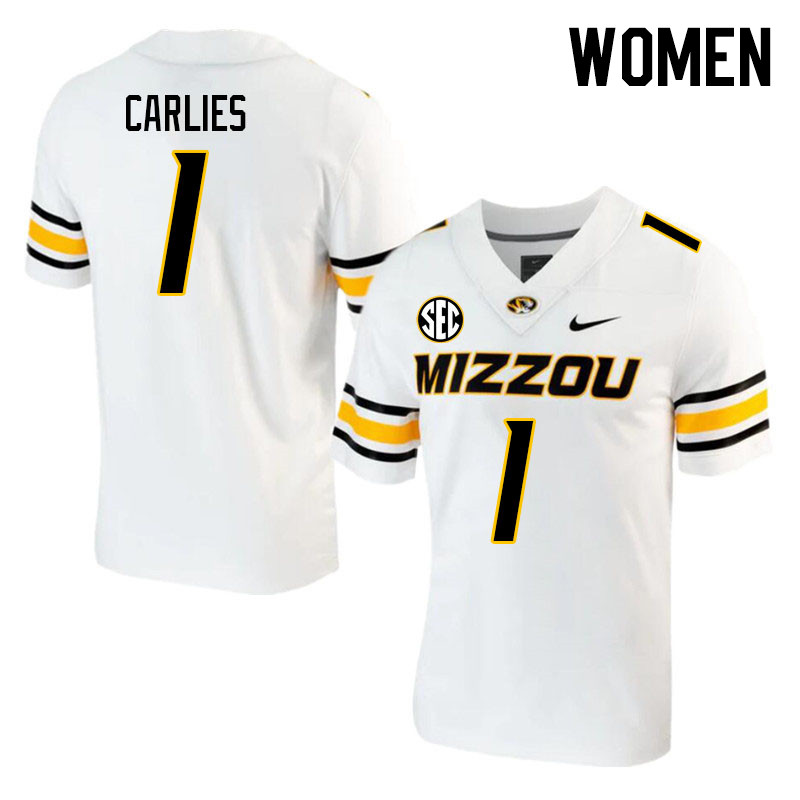 Women #1 Jaylon Carlies Missouri Tigers College 2023 Football Stitched Jerseys Sale-White